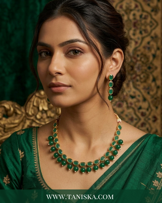 The Emerald Meenakari Kundan Set