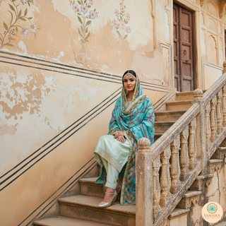 The Turquoise Trellis Phulkari Dupatta