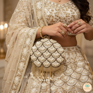 The Ivory Pearl Cascade Clutch Bag
