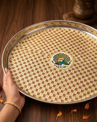 Meenakari Majesty: The Royal Peacock Thaal / Plate