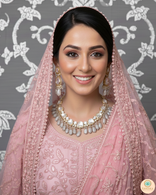 ROYAL Kundan Necklace Set - Charcoal Grey (with Meenakari)