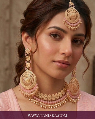 Elegant Rose & Gold-Plated Filigree Jewelry Set