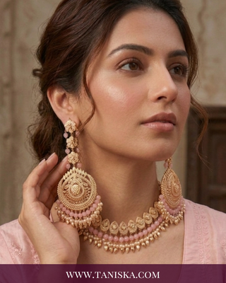 Elegant Rose & Gold-Plated Filigree Jewelry Set