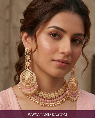 Elegant Rose & Gold-Plated Filigree Jewelry Set