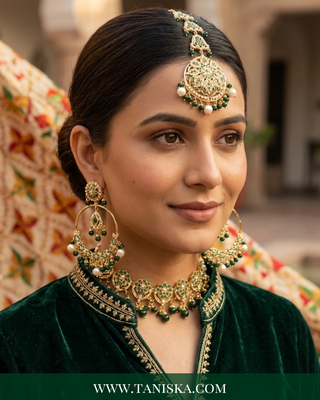Emerald Radiance Gold-Tone Maang Tikka