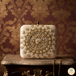 The Ivory Square Mandala Clutch Bag