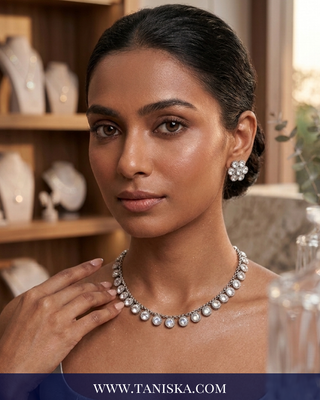 Silver Circular Halo Jewelry Set