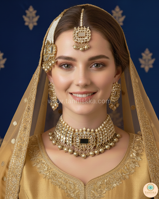 HARLEEN Golden Glass Necklace Set