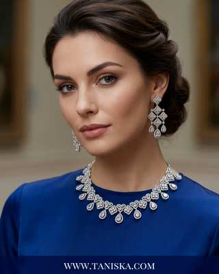 Cubic Zirconia Scalloped Bridal Set
