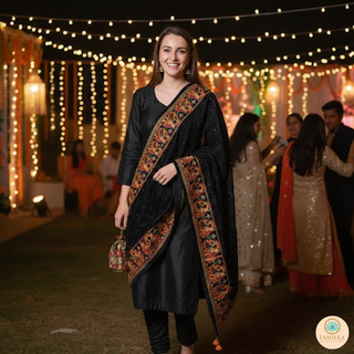 The Dulha-Dulhan Phulkari Dupatta / Indian Shawl