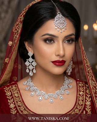 Cubic Zirconia Scalloped Bridal Set