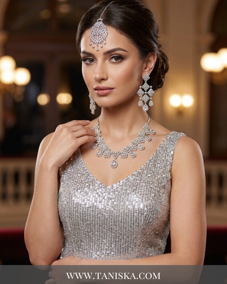 Cubic Zirconia Scalloped Bridal Set