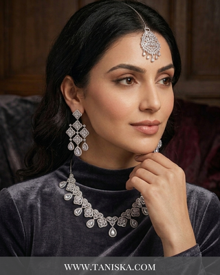 Cubic Zirconia Scalloped Bridal Set
