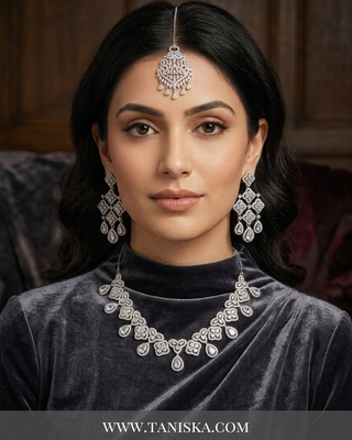 Cubic Zirconia Scalloped Bridal Set