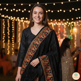 The Dulha-Dulhan Phulkari Dupatta / Indian Shawl