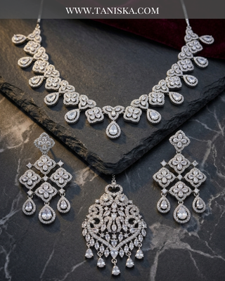 Cubic Zirconia Scalloped Bridal Set