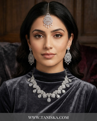 Cubic Zirconia Scalloped Bridal Set