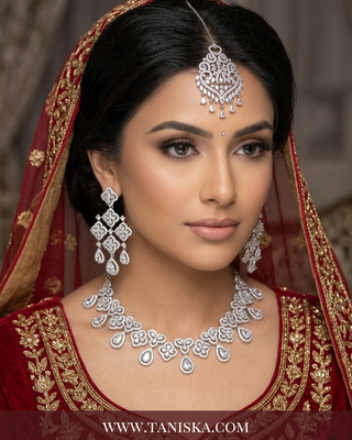 Cubic Zirconia Scalloped Bridal Set