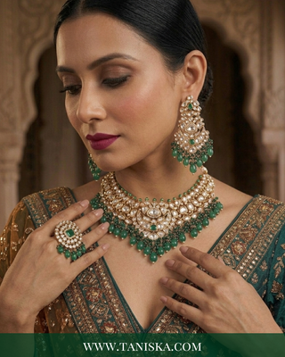 Imperial Emerald Kundan Necklace & Earring Set