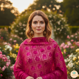 The Fuchsia Flame Phulkari Dupatta