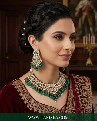 Imperial Emerald Kundan Necklace & Earring Set