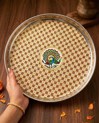 Meenakari Majesty: The Royal Peacock Thaal / Plate