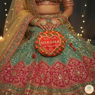 "Aaj Din Shagna Da Chadeya" - 1 Phulkari Multi-Purpose DORI RUMAL (Gift Bag, Thaal Cover, Potli Bag - Perfect for: Indian Wedding, Shagan Ceremony, Chunni Charhana, Bridal Shower, Baby Shower, Maiyan, Weddings, Favors, Shaadi, Walima