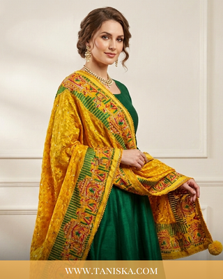 The Sunehri Dholi Bridal Phulkari Dupatta