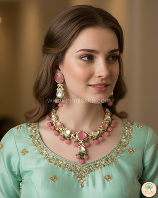 JAANAT - Baby Pink Dreamy Necklace Set