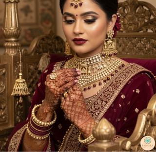 The Regal Baarat Heritage Bridal Choker Set - (Limited Edition) - Golden / Maroon