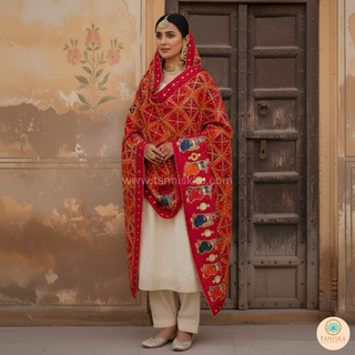 The Bridal Shagun Phulkari Dupatta