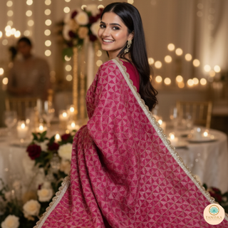 The Fuchsia Pink Glam Phulkari Dupatta