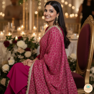 The Fuchsia Pink Glam Phulkari Dupatta