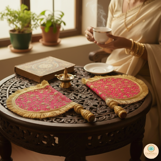 Royal Hot Pink Punjabi Pakhi (Hand Fans) - Pack of 2