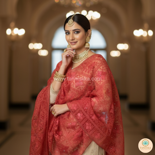 The Coral Ember Phulkari Dupatta