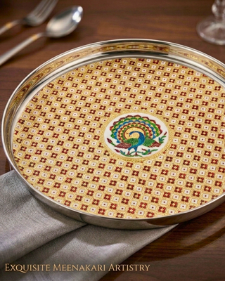 Meenakari Majesty: The Royal Peacock Thaal / Plate