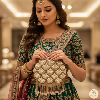 The Ivory Pearl Cascade Clutch Bag