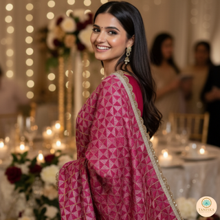 The Fuchsia Pink Glam Phulkari Dupatta