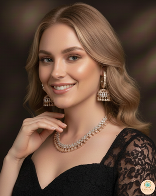 American Diamond Style Necklace Set - Rose Gold
