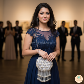 The Silver Pearl Cascade Clutch Bag