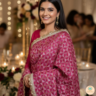 The Fuchsia Pink Glam Phulkari Dupatta