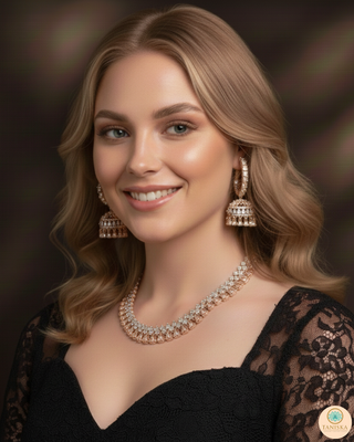 American Diamond Style Necklace Set - Rose Gold