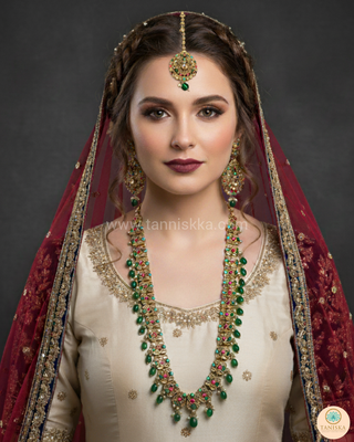 ANAYA Emerald Green (Multi Beads) Long Haar Set