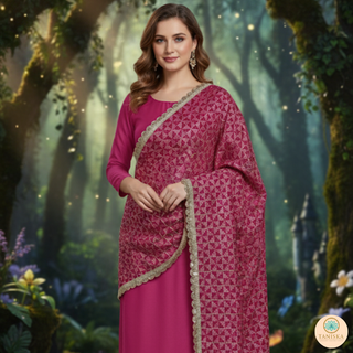 The Fuchsia Pink Glam Phulkari Dupatta