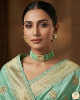 GLASS Choker Necklace Set - Mint