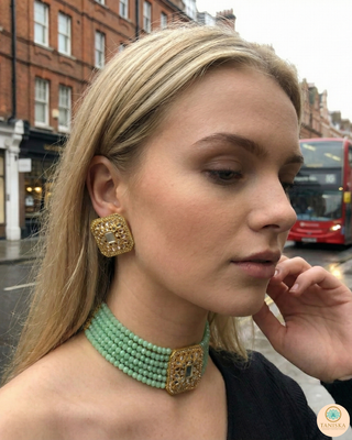 GLASS Choker Necklace Set - Mint