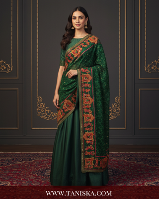 The Dholi Baraat | Hand-Embroidered Phulkari Dupatta