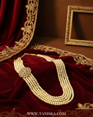 The Dynasty Sun-Dial | Filigree Medallion Pearl Mala