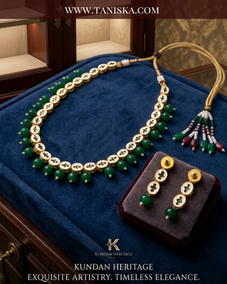 The Emerald Meenakari Kundan Set