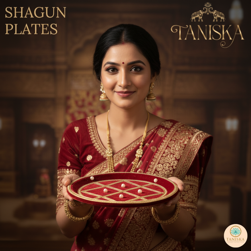 Decorative Maroon Shagun Plate - Decorative Plates